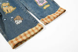 DAXUEN Colorful wide-leg cargo denim pants with embroidery