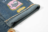 DAXUEN Colorful wide-leg cargo denim pants with embroidery