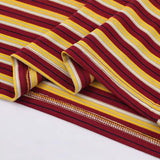 DAXUEN Burgundy and yellow striped crew neck t-shirt with cat graphic