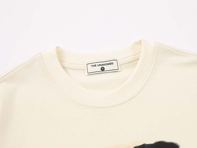 DAXUEN Cream short-sleeved graphic T-shirt with animal silhouettes