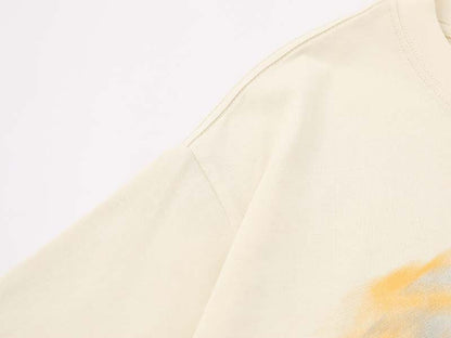 DAXUEN Cream short-sleeved graphic T-shirt with animal silhouettes