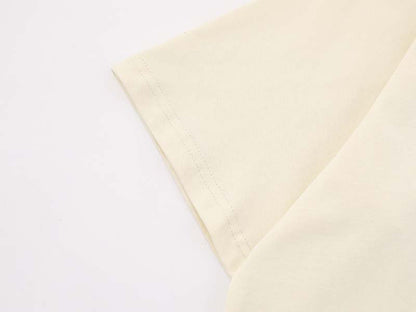 DAXUEN Cream short-sleeved graphic T-shirt with animal silhouettes