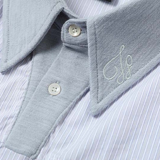 DAXUEN Hybrid stripe button-up shirt with embroidered monogram