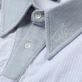 DAXUEN Hybrid stripe button-up shirt with embroidered monogram