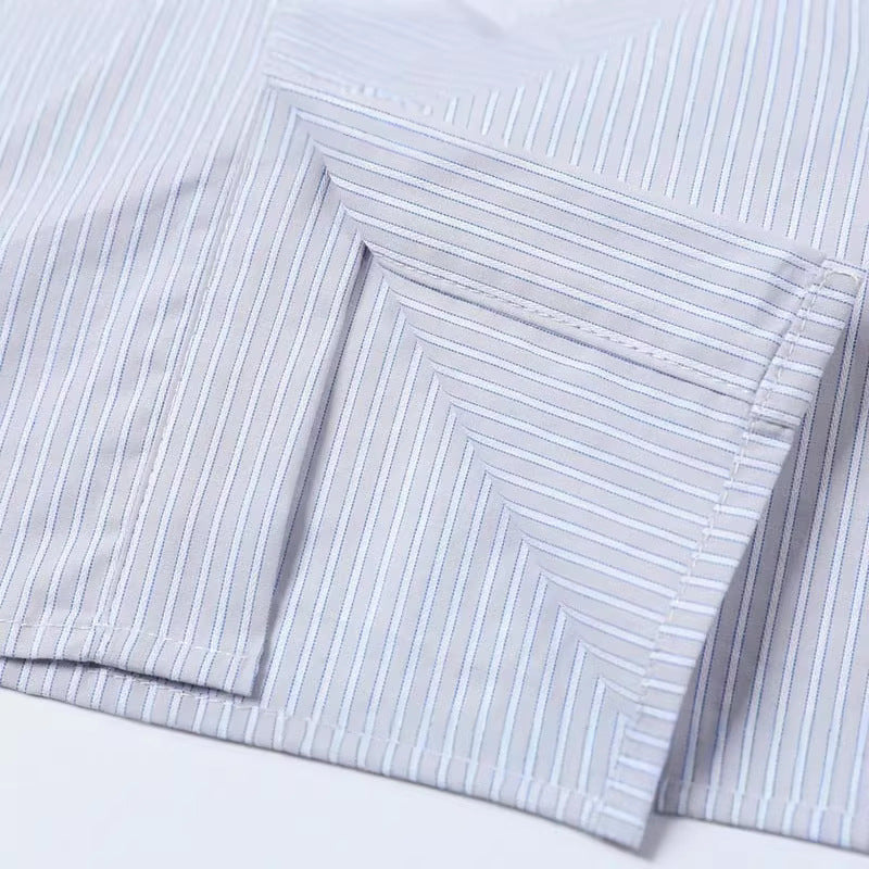 DAXUEN Hybrid stripe button-up shirt with embroidered monogram
