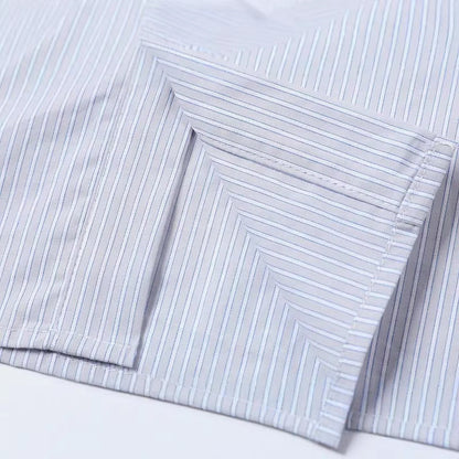 DAXUEN Hybrid stripe button-up shirt with embroidered monogram