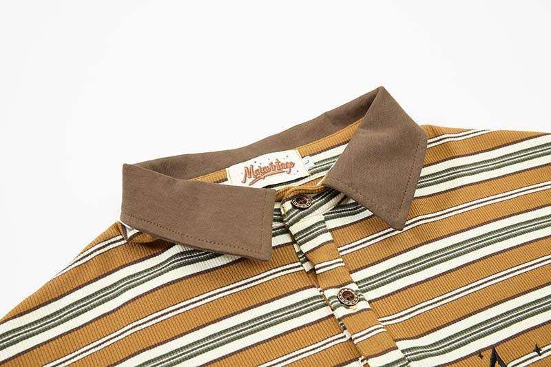 DAXUEN Mafa Vintage Striped Polo Shirt