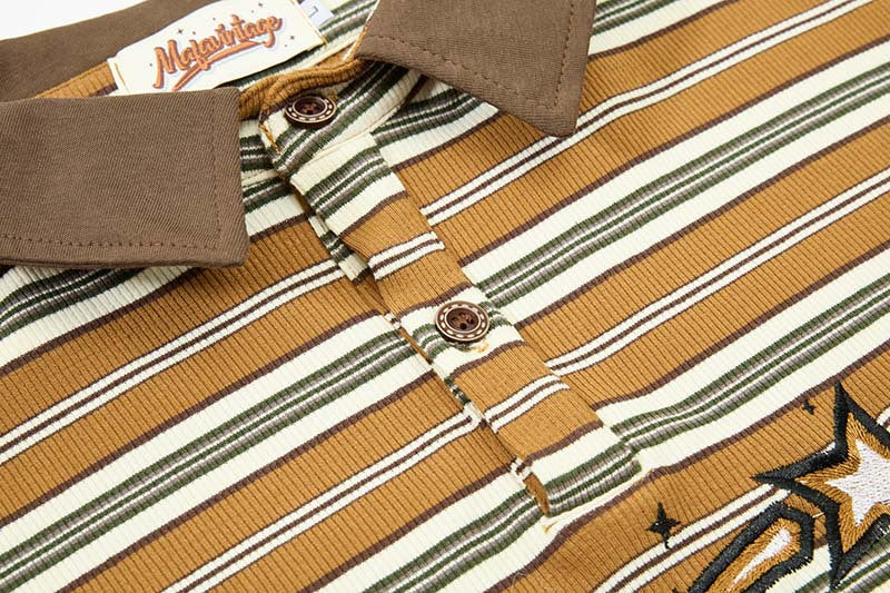 DAXUEN Mafa Vintage Striped Polo Shirt