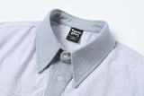 DAXUEN Hybrid stripe button-up shirt with embroidered monogram