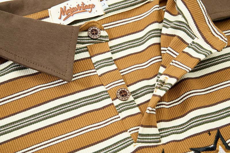 DAXUEN Mafa Vintage Striped Polo Shirt