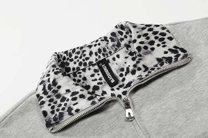 DAXUEN Short-sleeved quarter-zip polo shirt with animal print