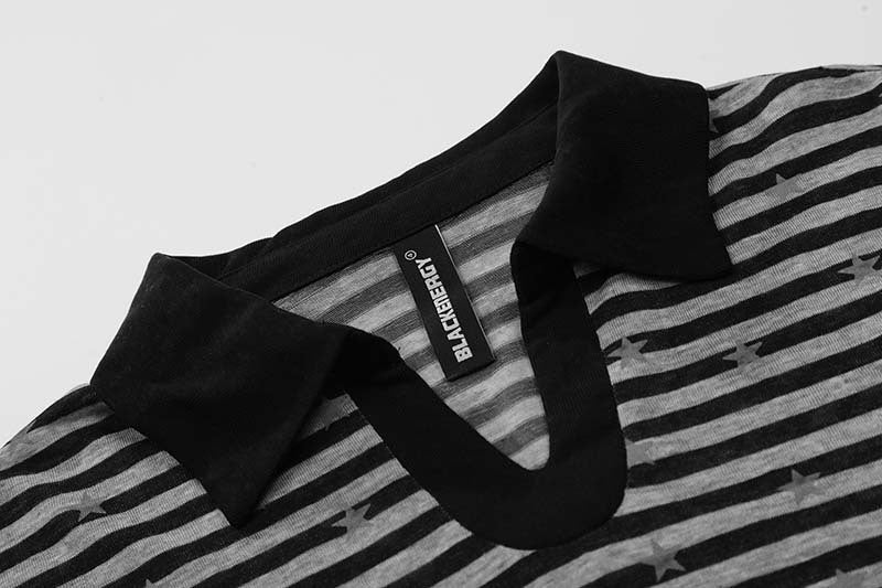 DAXUEN Long sleeve polo shirt with stripes and star print