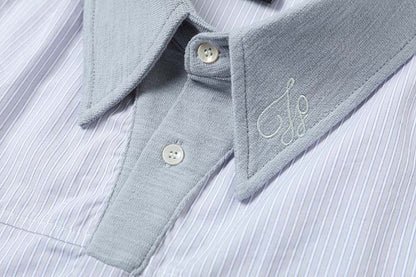 DAXUEN Hybrid stripe button-up shirt with embroidered monogram