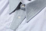 DAXUEN Hybrid stripe button-up shirt with embroidered monogram