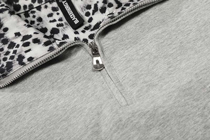 DAXUEN Short-sleeved quarter-zip polo shirt with animal print