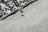 DAXUEN Short-sleeved quarter-zip polo shirt with animal print