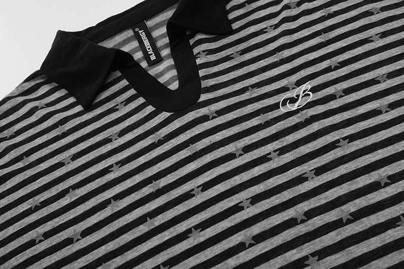 DAXUEN Long sleeve polo shirt with stripes and star print