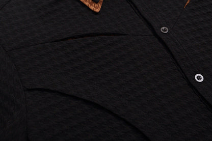 DAXUEN Houndstooth short sleeve collared shirt