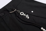 DAXUEN High-waisted wide-leg shorts with pleats and charm