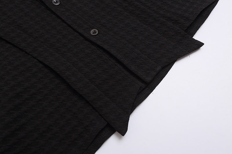 DAXUEN Houndstooth short sleeve collared shirt
