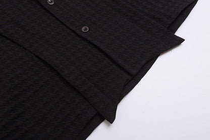 DAXUEN Houndstooth short sleeve collared shirt