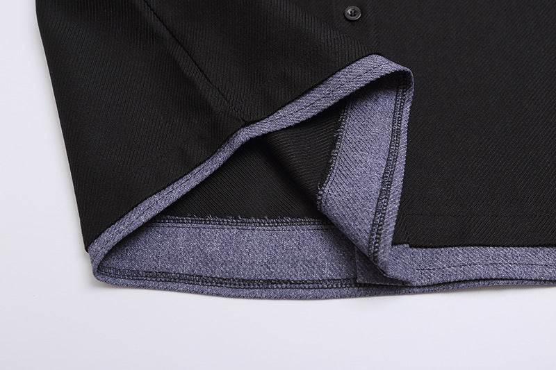 DAXUEN Retro color-block button-down shirt with short sleeves