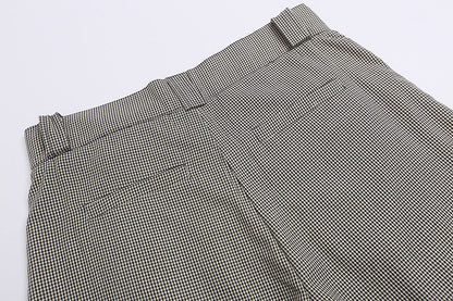 DAXUEN High-waisted wide-leg culotte shorts with micro-check pattern