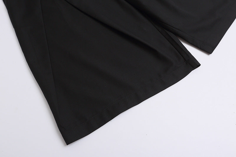 DAXUEN High-waisted wide-leg shorts with pleats and charm