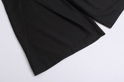 DAXUEN High-waisted wide-leg shorts with pleats and charm
