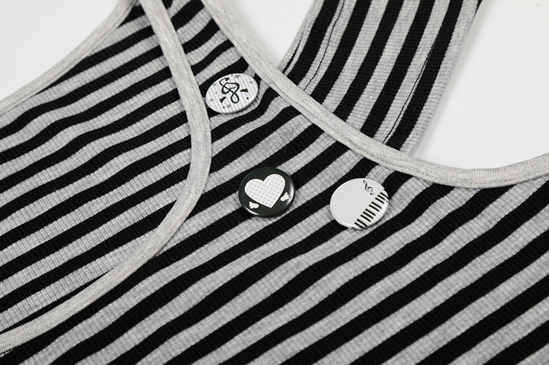 DAXUEN Fitted women's striped tank top with cut-out shoulders