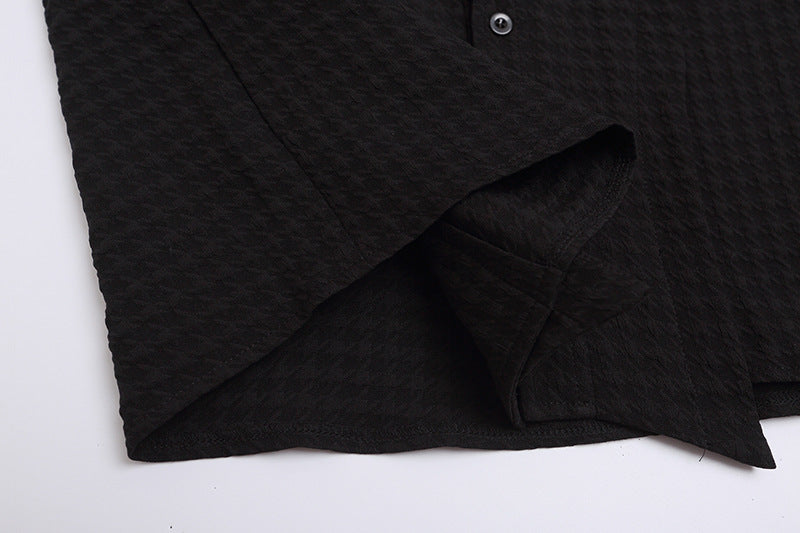 DAXUEN Houndstooth short sleeve collared shirt