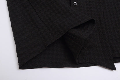 DAXUEN Houndstooth short sleeve collared shirt