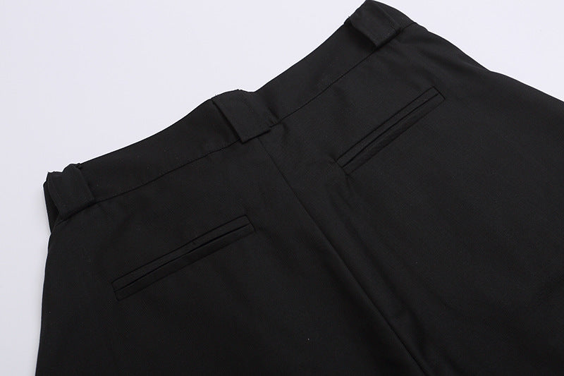DAXUEN High-waisted wide-leg shorts with pleats and charm