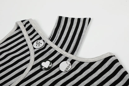 DAXUEN Fitted women's striped tank top with cut-out shoulders