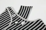 DAXUEN Fitted women's striped tank top with cut-out shoulders
