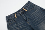 DAXUEN Wide-leg baggy jeans with distressed dark blue denim