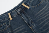 DAXUEN Wide-leg baggy jeans with distressed dark blue denim
