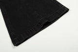 DAXUEN Washed black flared jeans with brown faux suede panel