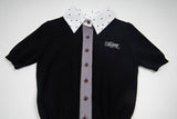 DAXUEN Cropped polka dot knit top with collar
