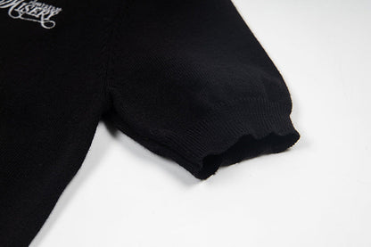 DAXUEN Retro polka dot knit polo top