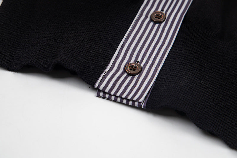 DAXUEN Retro polka dot knit polo top