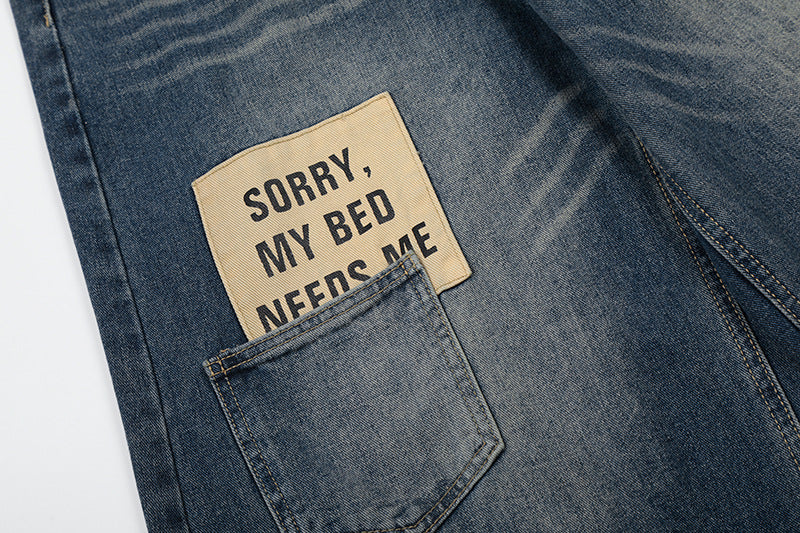 DAXUEN Wide-leg baggy jeans with distressed dark blue denim