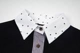 DAXUEN Cropped polka dot knit top with collar