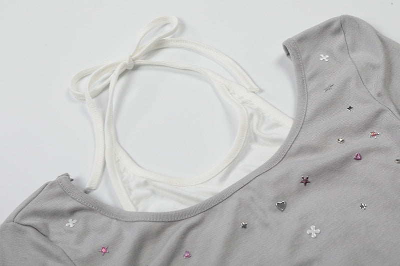 DAXUEN Retro two-piece short sleeve top ensemble