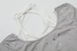 DAXUEN Retro two-piece short sleeve top ensemble