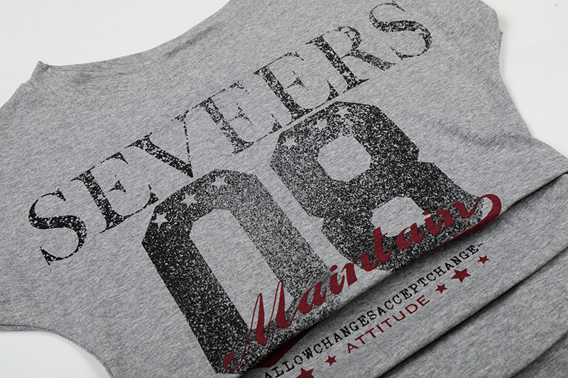 DAXUEN Distressed graphic ruched short-sleeved t-shirt