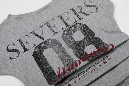 DAXUEN Distressed graphic ruched short-sleeved t-shirt