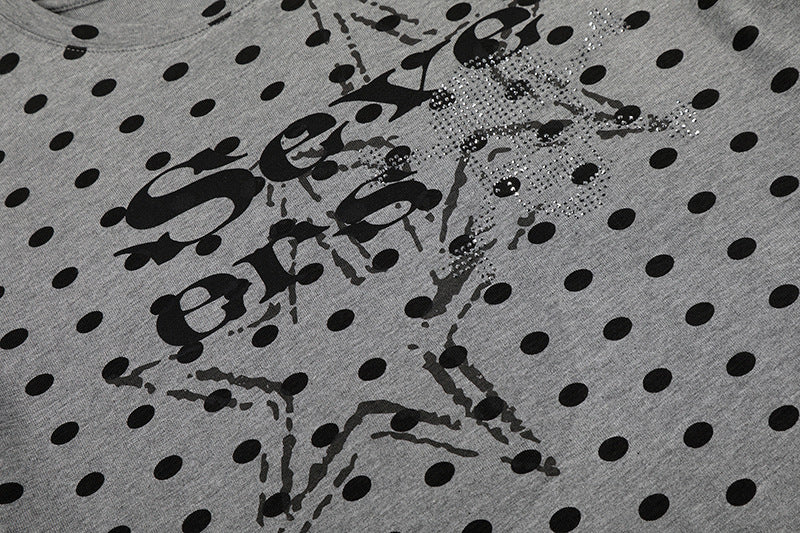 DAXUEN Distressed star graphic polka dot t-shirt