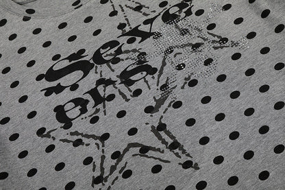 DAXUEN Distressed star graphic polka dot t-shirt