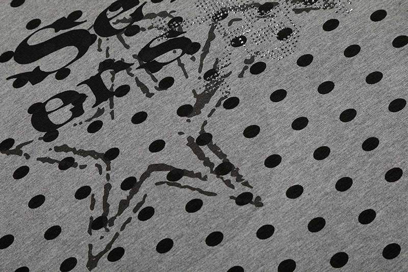 DAXUEN Distressed star graphic polka dot t-shirt